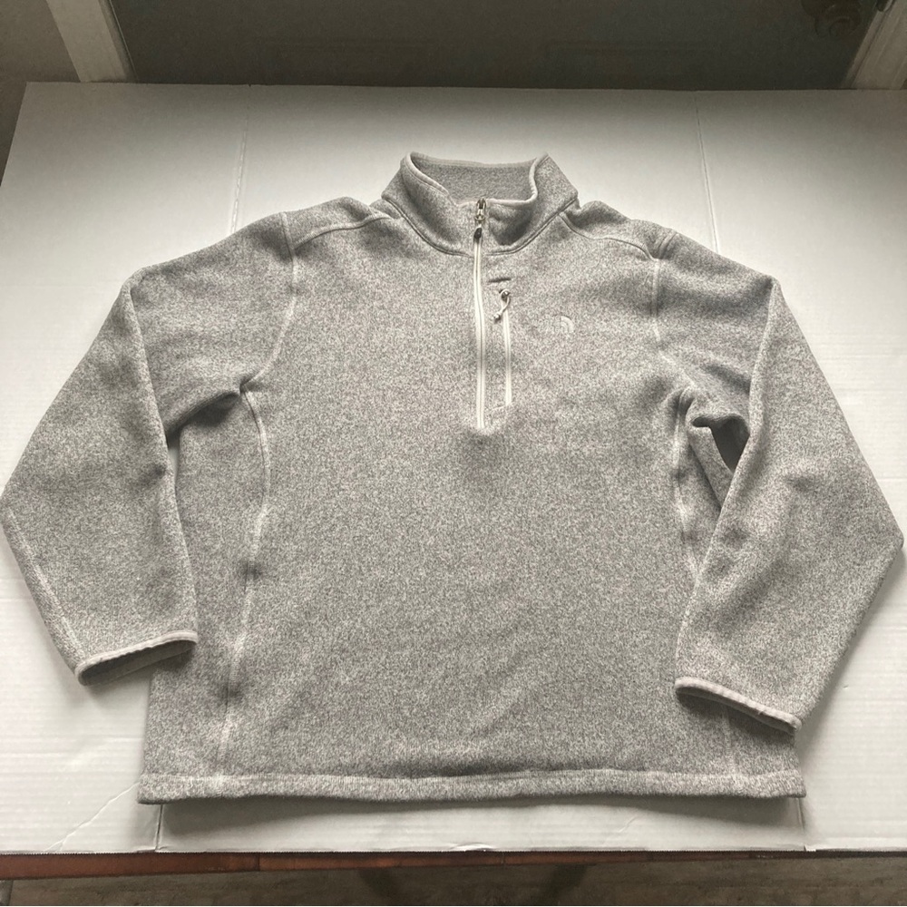 The North Face Mens Quarter Zip Pullover Sweatshirt Gray Fleece Size XL Outdoor